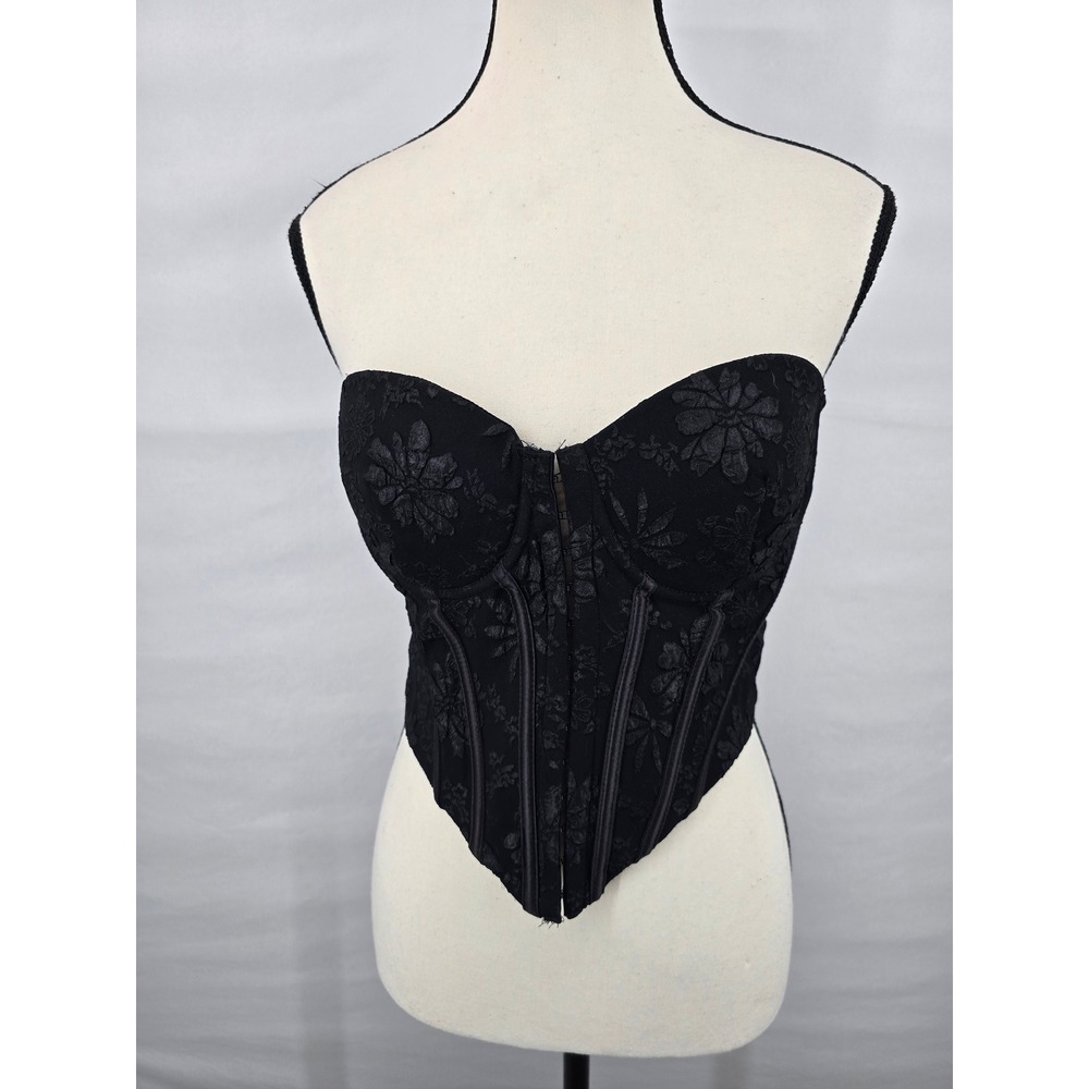 Windsor Black Floral Jacquard Strapless Corset Top KSD2458-BLACK Size Medium NWT
